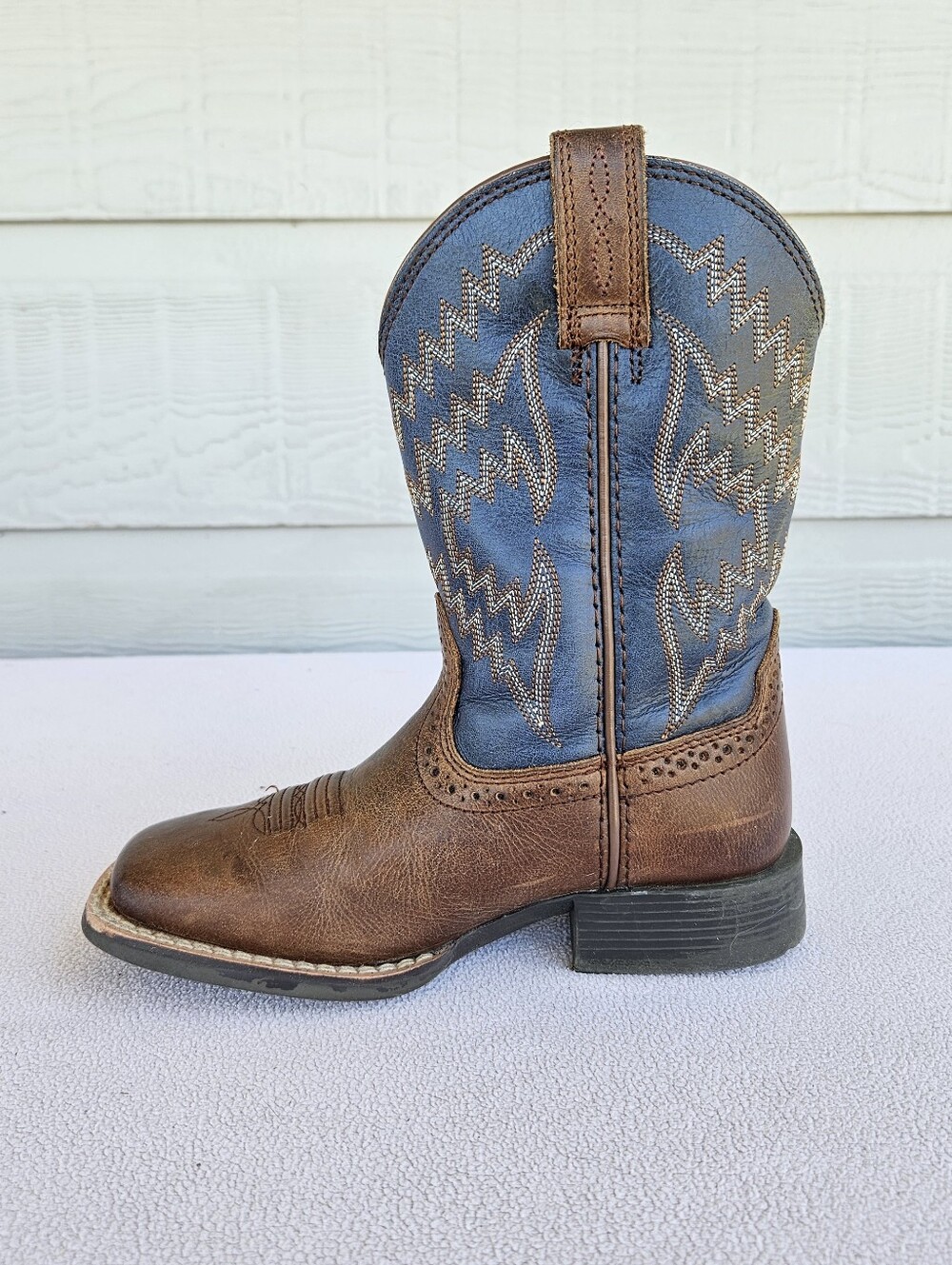 Ariat Little Tycoon Square Toe Western Cowboy Boots Toddler SZ 10 Brown - Picture 3 of 12